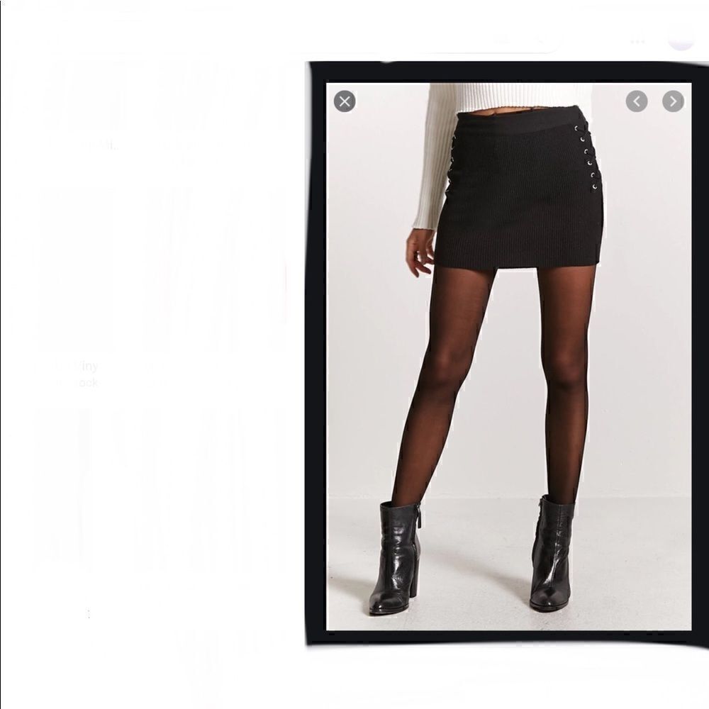 Ted Baker Sz 3 Black mini skirt lace up detail